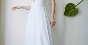 Stella - Robe de mariee longue avec decollete en V et strass  - Créatrice de robes de mariée ethique