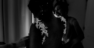 Détails de robe de mariée